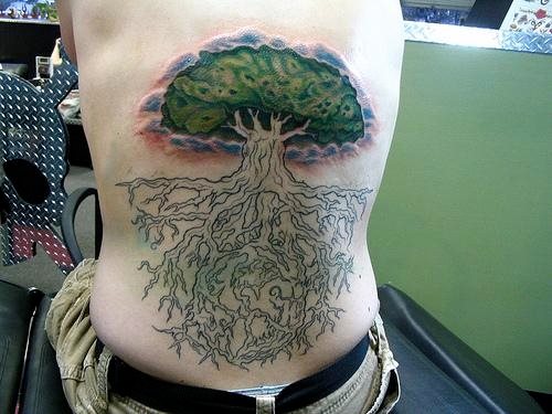 Tatuajes De árboles Algunos Con Tallo Raíces Y Ramas